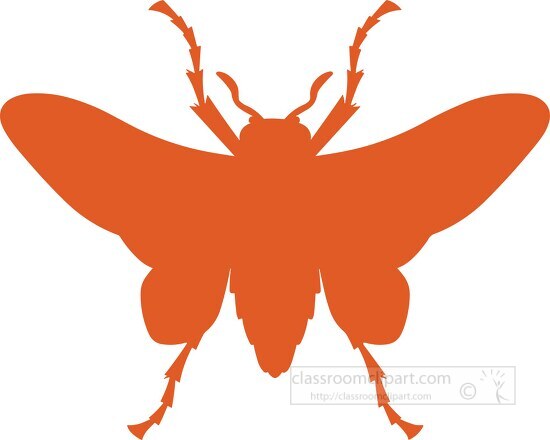 silhouette orange flying insect with big eyes clip art