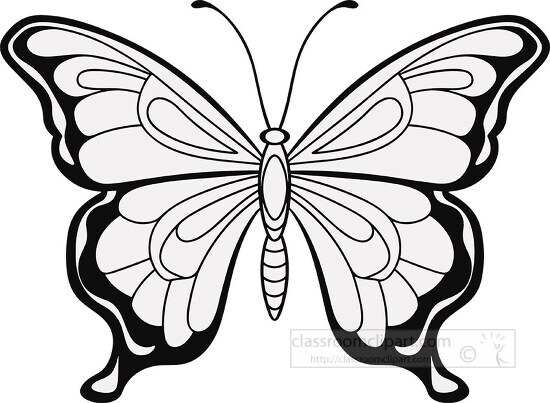 simple black outline drawing of a butterfly printable