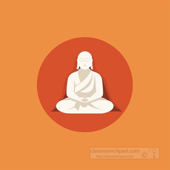 simple buddha icons style with orange background