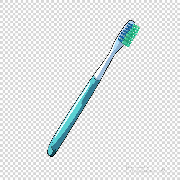 simple cartoon toothbrush with a sleek blue handle and green bri