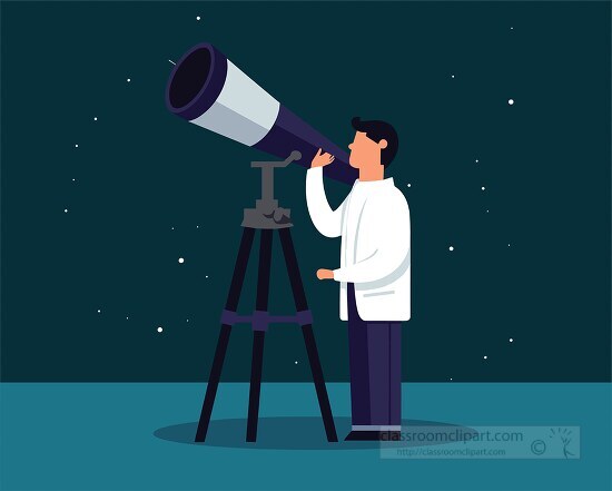 simple depiction of an astronomer with his telescope