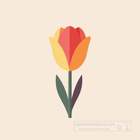 simple flat design of one tulip flower