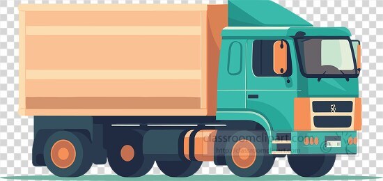 simple flat vector illustration of a blue and orange delivery tr