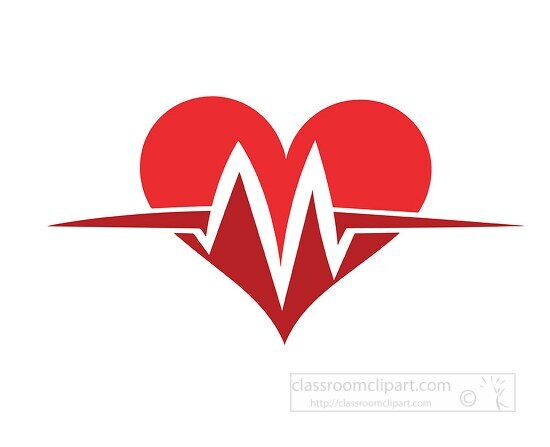 simple red heart logo with an integrated white ecg heartbeat lin