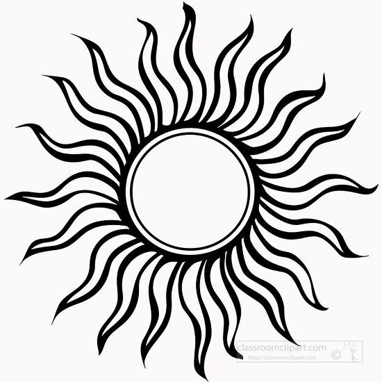 simple sun clipart with a bold center and thick wavy rays