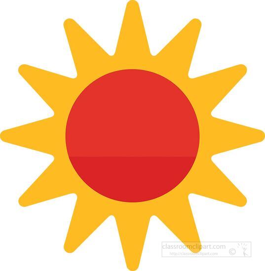 simple sun graphic featuring a central orange circle and radiati