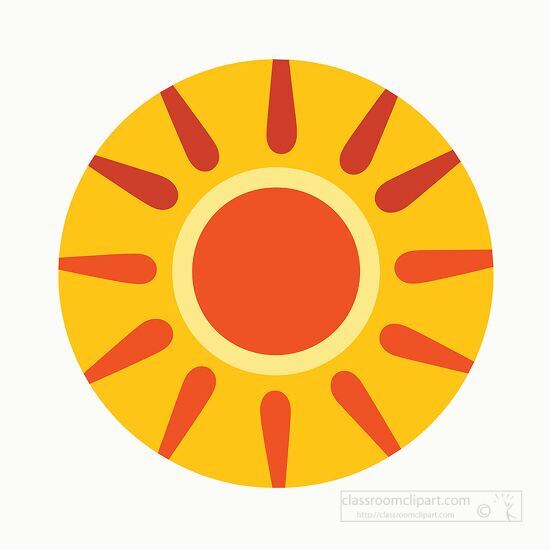 simple sun icon with a red center and yellow rays