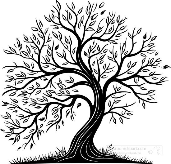 Simplified tree silhouette with artistic branches