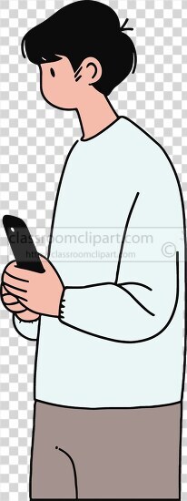 simplistic depiction of a man interacting with his smartphone