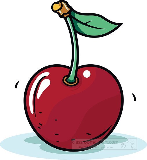 single red cherry with stem clip art