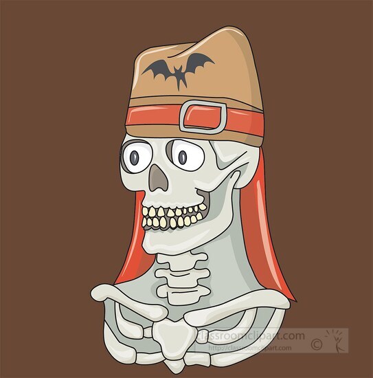skeleton skull wears hat halloween