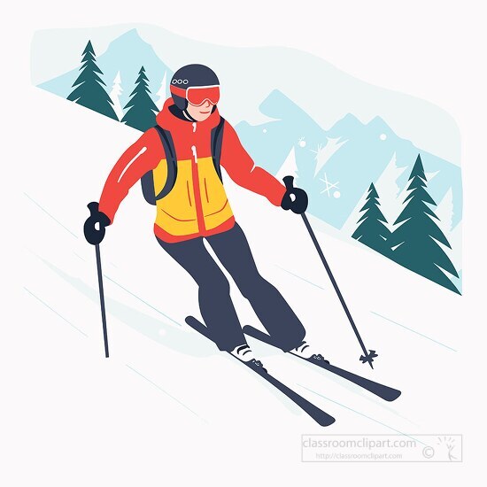 Winter Sports Clipart-ski enthusiast carves through the snow in this ...