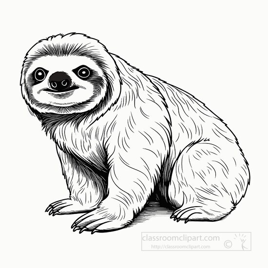 sloth animal black outline clip art