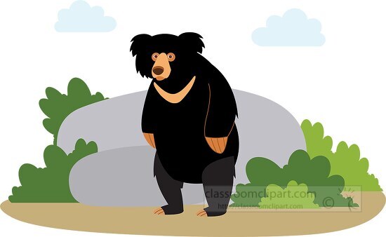 Sloth Bear standing in the middle of a field clip art