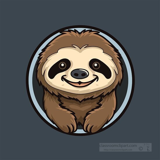 sloth is smiling and sitting clip art