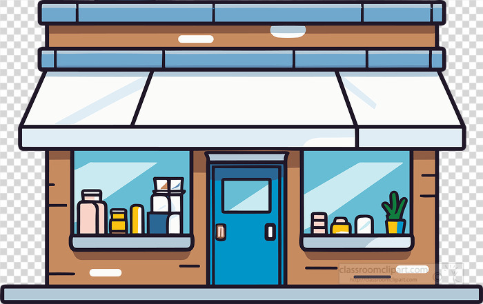 small city pharmacy building