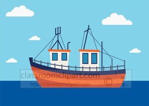 small fishing boat at sea clipart