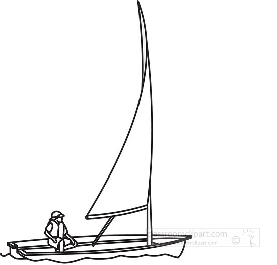 small sailing boat bw outline clipart image