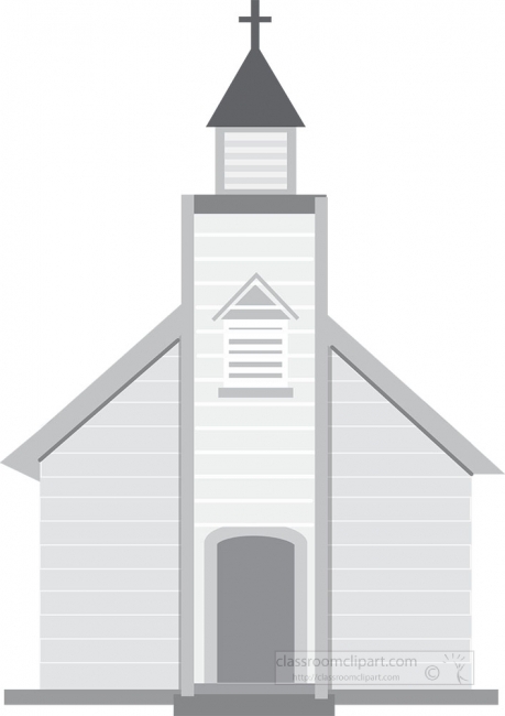 small white christian church gray color clipart
