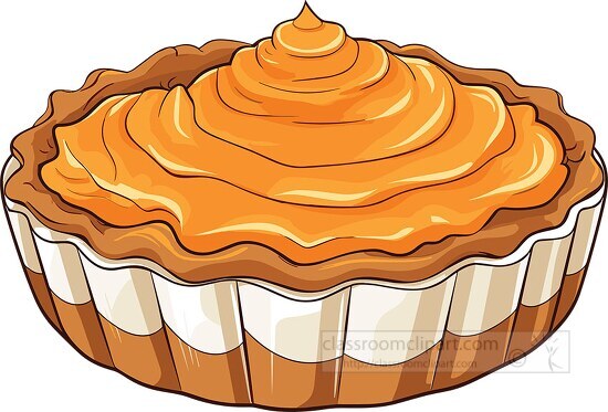 small whole pumpkin pie with whipped cream