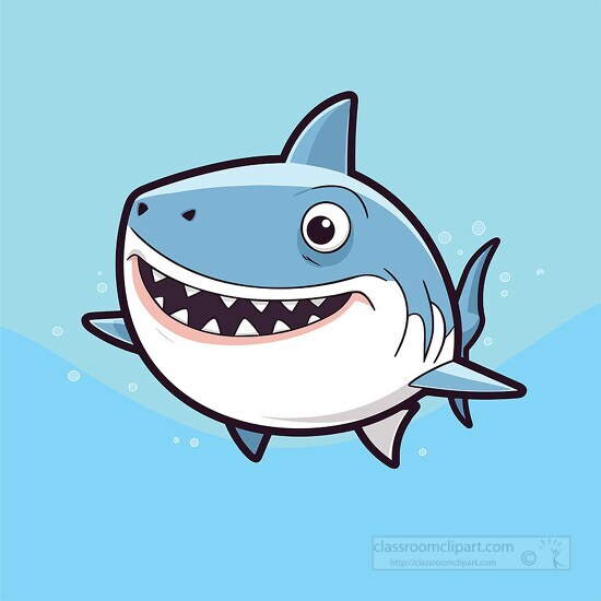 smilimg shark shows teeth cartoon style clip art 4