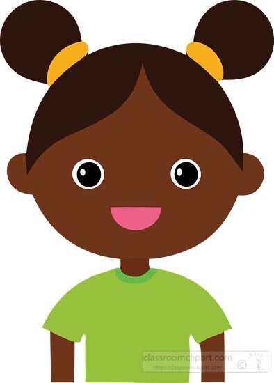 smiling African American girl cute pigtails icon