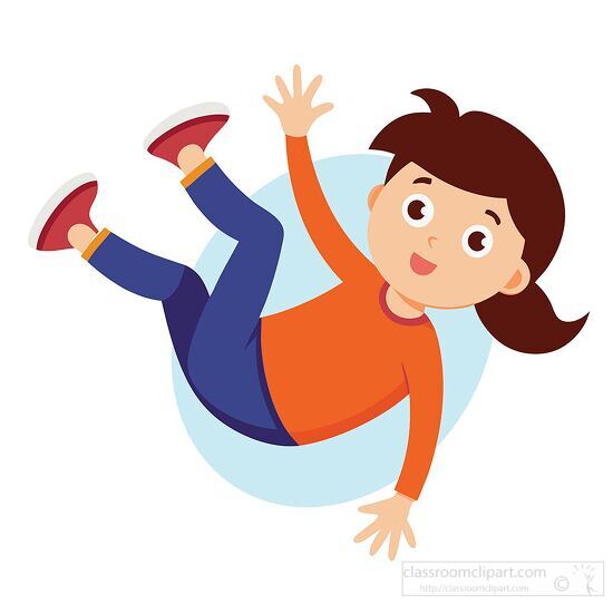 smiling girl falling with outstretched arms falling