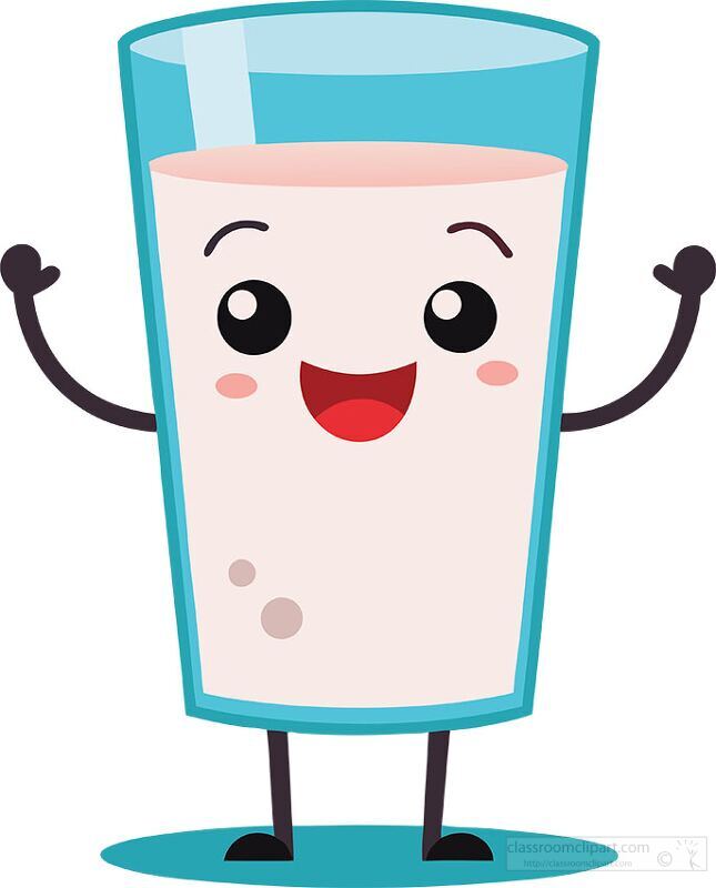 smiling glass of milk character