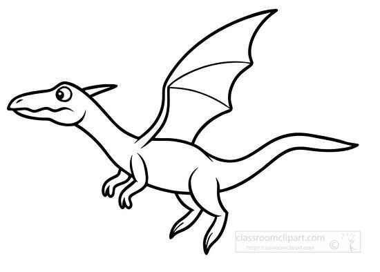 Smiling Pterodactyl Coloring Page Clipart clipart