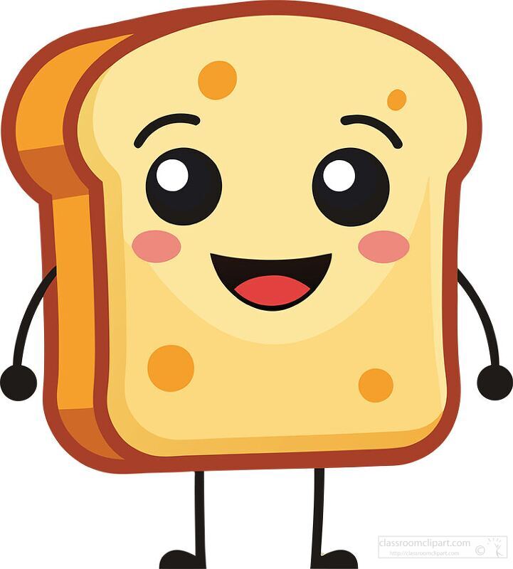 smiling toast breakfast character