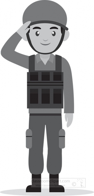 soldier in military uniform saluting gray color clipart