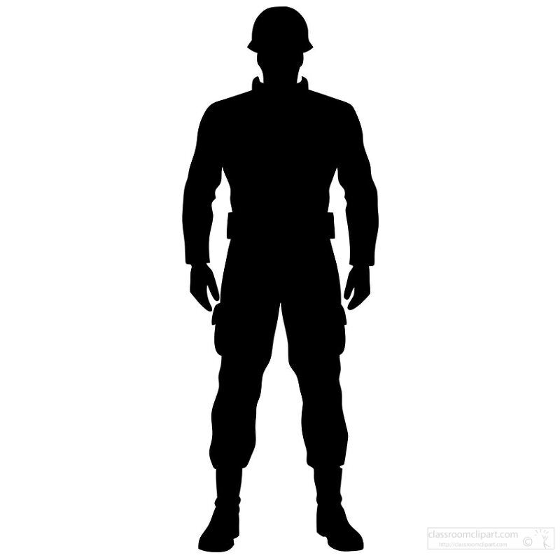 detailed soldier silhouette with a helmet and gear