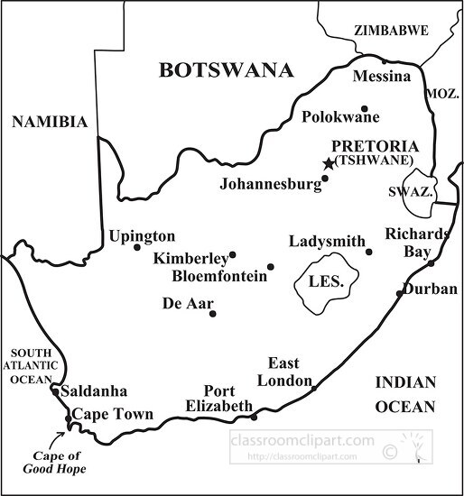 South Africa country map black outline