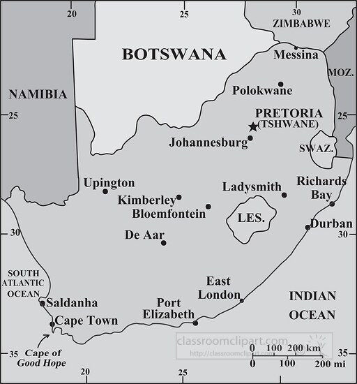 South Africa country map gray color