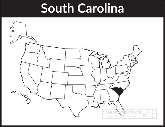 south carolina map square black white clipart