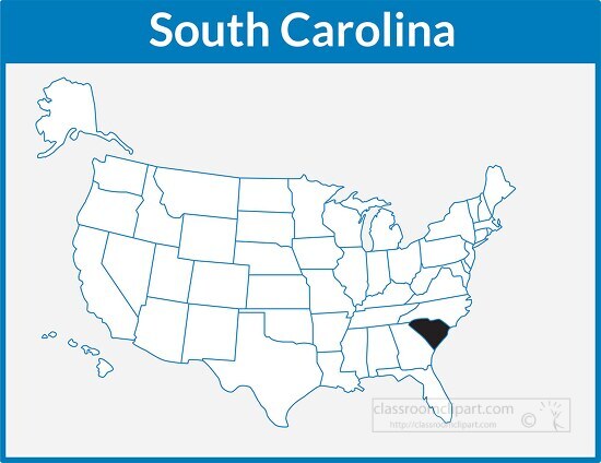 south carolina map square color outline clipart