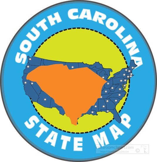south carolina state map with us map round design