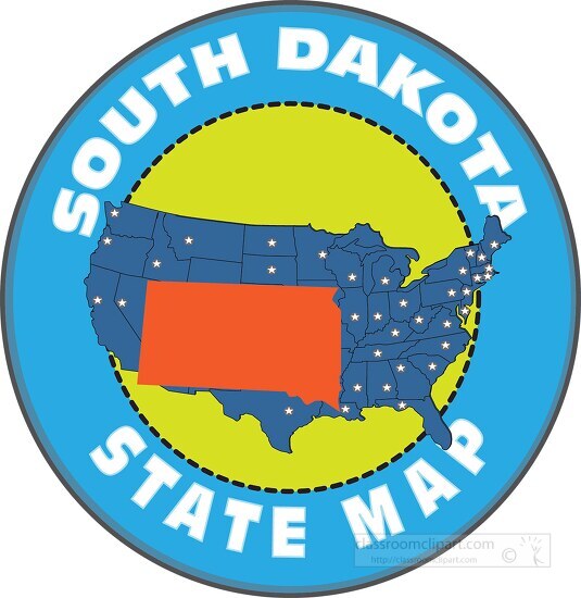 south dakota state map with us map round design