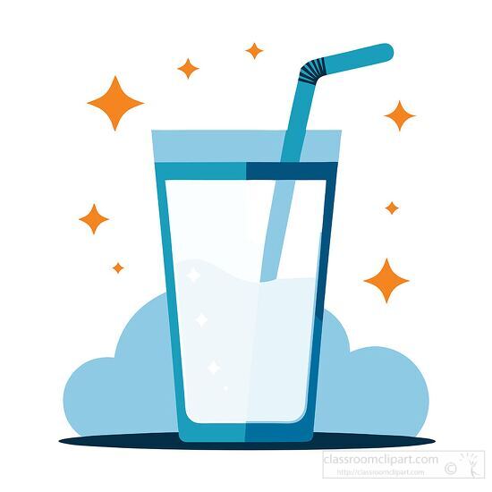 Sparkling Glass of Milk with Straw and Star Accents