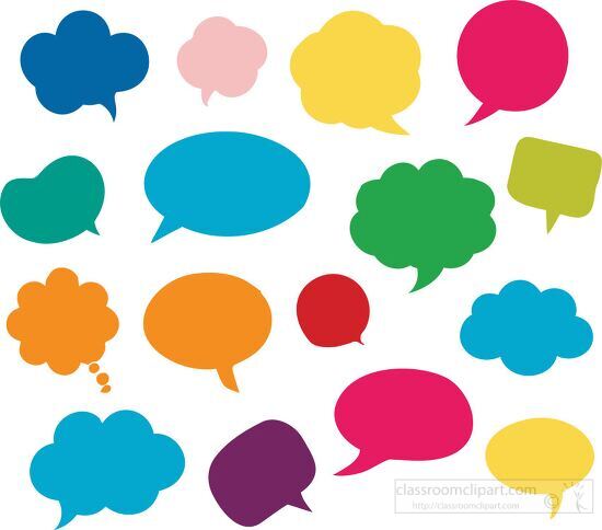 Speech bubbles in multiple shapes and colors