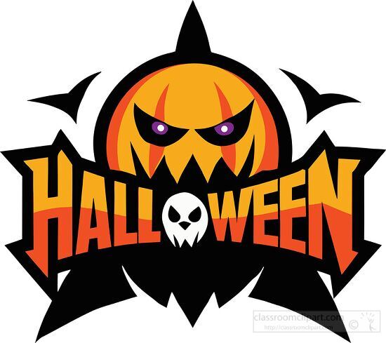 spooky pumpkin headed Halloween logo