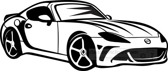 sports car special wheels black outline on white background vect
