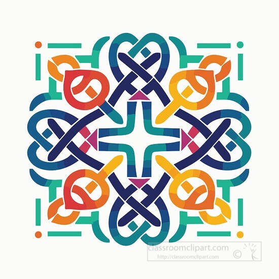 square colorful celtic knot design pattern clip art