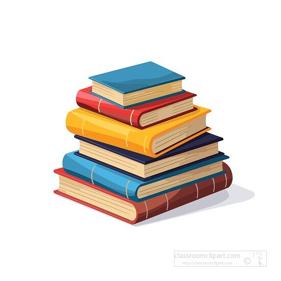 stack of colorful school book clip art