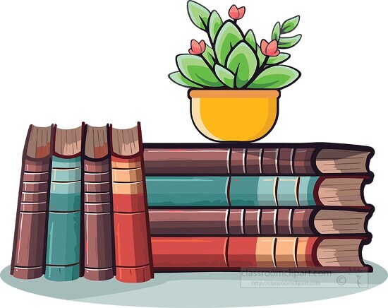 stack of law books with plant on top clip art