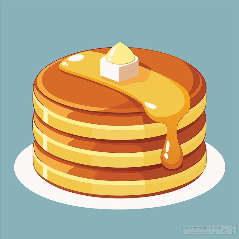 stack of pancakes with syrup and butter