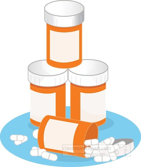 stack of prescription bottles with medication vector clipart