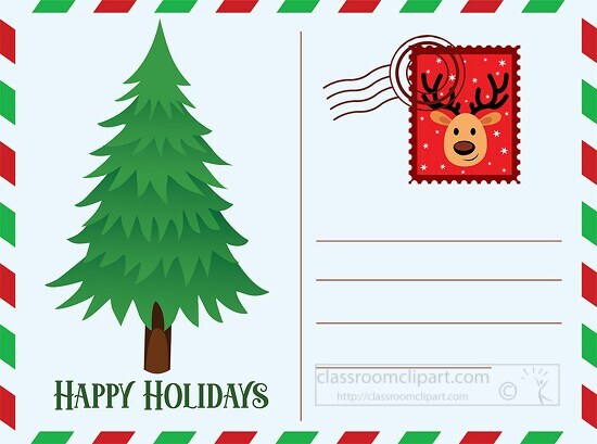 stamped christmas postal envelop clipart
