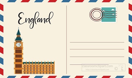 stamped travel postal envelope big ben london clipart