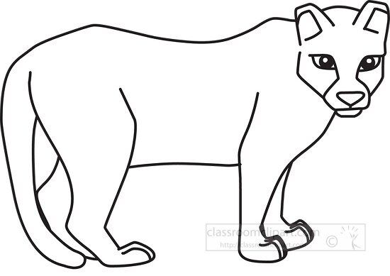 standing cougar black outline clipart